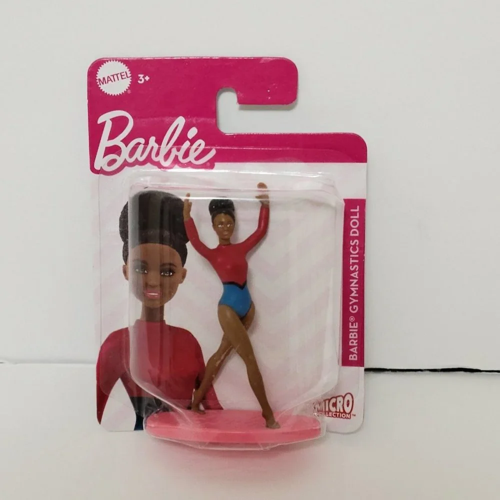 Micro Barbie African American Set of 6 Gymnast Cheerleader 3” Cupcake Topper Fig